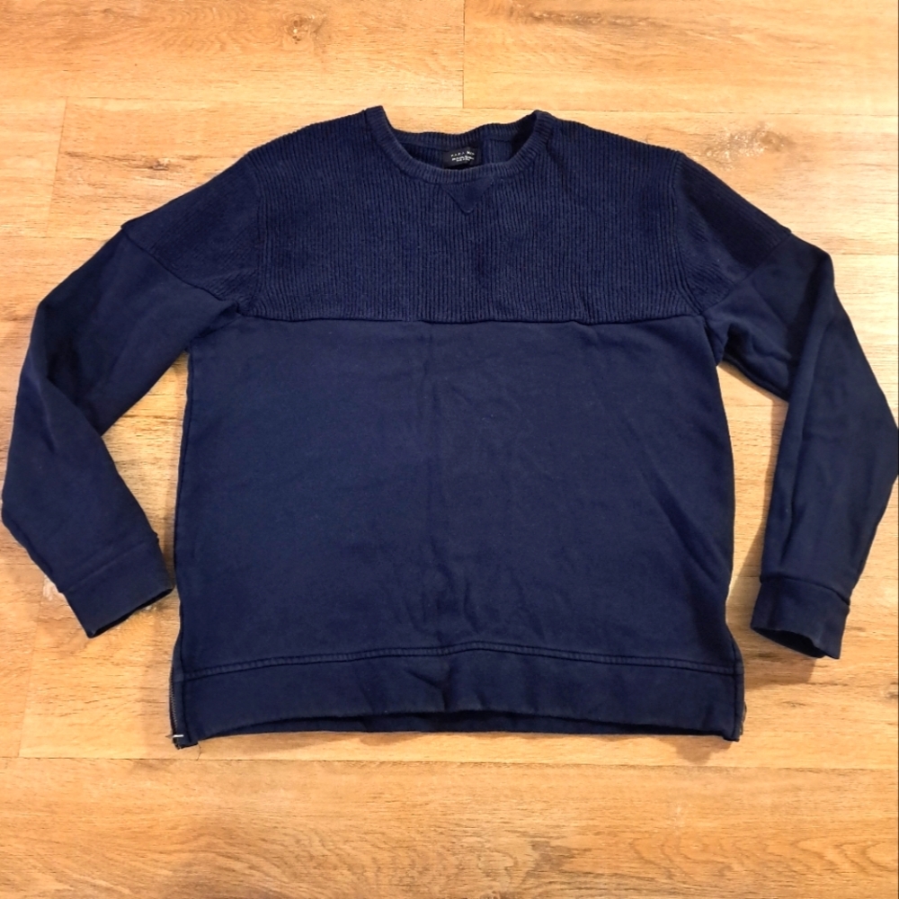 ZARA Navy Blue Crewneck Sweater Men's Size XL